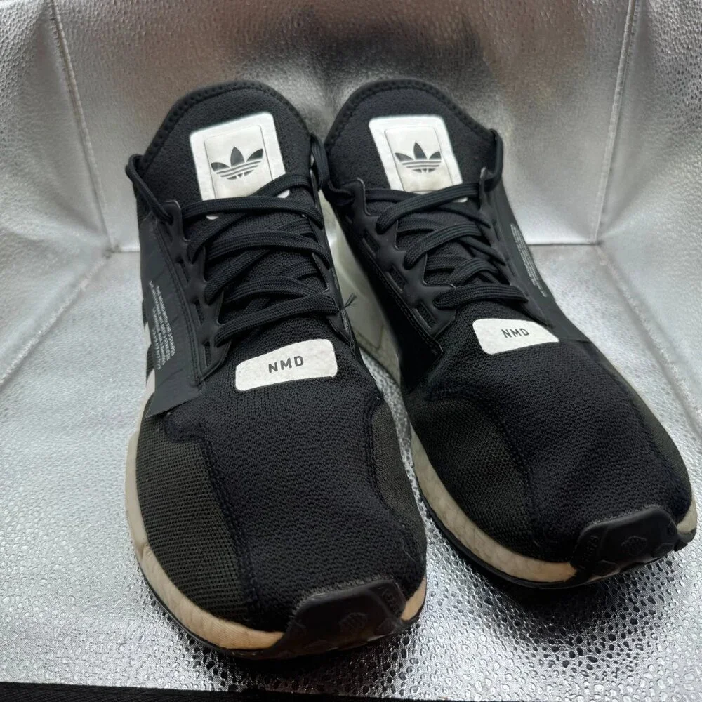 Size 13 Adidas Originals NMD_R1.V2 Mens Black White Athletic Running Shoe GX6367